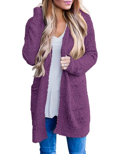 Image of MEROKEETY Women's Long Sleeve Soft Chunky Knit Sweater Open Front Cardigans Outwear Coat