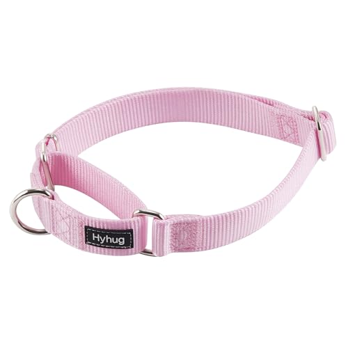 Hyhug Coleira Martingale para cão, cor rosa média, à prova de fugas, nylon resistente, durável, antiderrapante, ideal para treino e passeios diários
