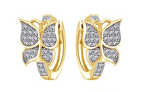 Round Cut White Cubic Zirconia Butterfly Huggie Hoop Earrings in 925 Sterling Silver (0.75 cttw)
