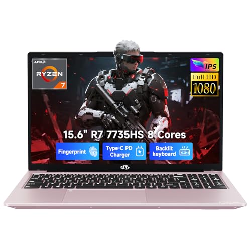 NIMO 15.6" FHD Light Gaming Laptop, AMD R7 7735HS 16GB DDR5 RAM 256GB SSD