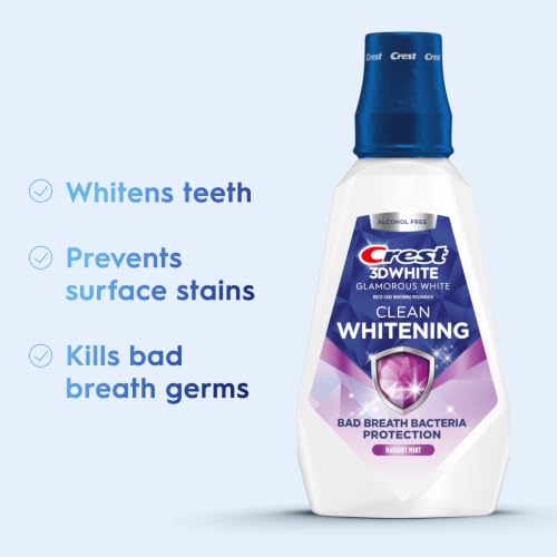 Crest 3D White Glamorous White Alcohol Free Multi-Care Whitening Mouthwash, Hydrogen Peroxide Mouthwash, Arctic Mint, 16 fl oz (473 mL) - Pack of 4, Crest Mouthwash - image 2