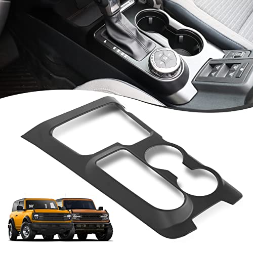OICCTBF Cubierta de consola central compatible con Ford Bronco 2021 2022 de 4 puertas y 2 puertas, panel de consola ABS de grano, kits de decoración de moldura interior con pintura negra mate
