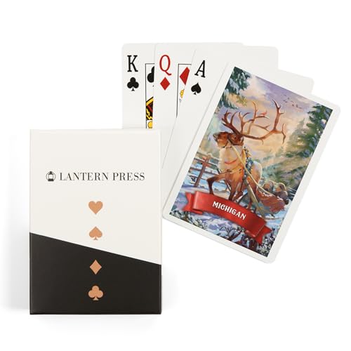 Lantern Press Michigan Christmas Sleigh Ride naipes póker 52