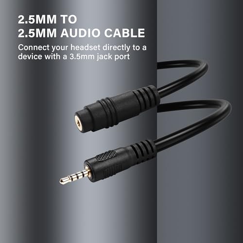 Cable de extensión de audio 2.5mm TRRS macho a hembra 0.3m miniatura 2