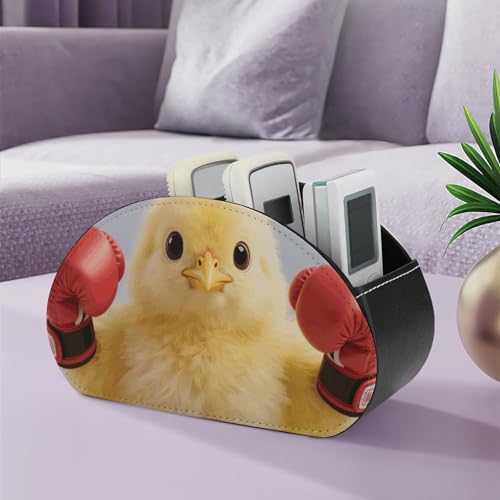 Support de télécommande en cuir jaune à 5 compartiments pour table basse - 6