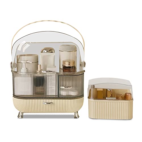 Galatée Organizer Multifunzione Organizer per Cosmetici,Organizzatore di Trucco Grande Capacità,Gioielli e Accessori ideale per bagno e camera da letto - (Giallo + Scatola)