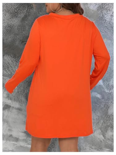Image of SOLY HUX Women's Plus Size Cardigan Button Down V Neck Long Sleeve Casual Outerwear Plain Orange 1XL