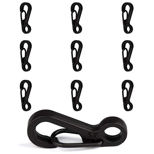 CZ Store Mosquetones Pequeños de Plástico | Pack de 10 | Negro | ✮✮GARANTÍA DE por Vida✮✮ - Alta Resistencia, 15 kg - Ganchos de Bloqueo para Camping, Senderismo, Supervivencia