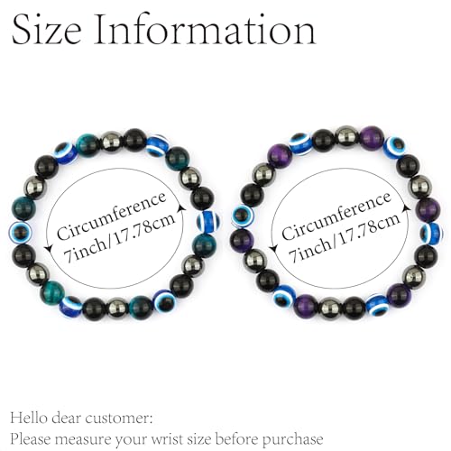 Image of Evil Eye Bracelet for Men Women - Triple Protection Bracelet - Tiger Eye and Black Obsidian Chakra Energy Healing Bracelet - 8mm Beads Good Luck Prosperity and Happiness Crystal Jewelry Stone