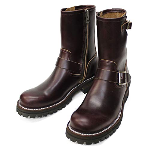 [スローウェアライオン] 国産エンジニアブーツ クロムエクセルレザー ビブラムソール#100 メンズ サイドジップ 日本製 SLOW WEAR LION BOOTS BURGUNDY 9E[27.0-27.5cm]