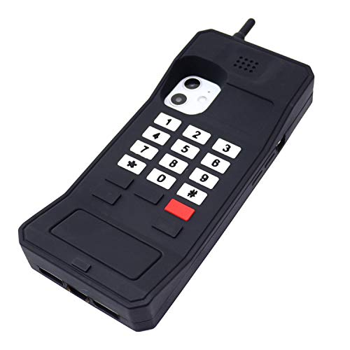 Sinwere Cute Retro Classic Cellular Phone Shaped Case For Iphone 11 6.1 Inch(2019), Soft Silicone 3D Cartoon Cover,Kids Girls Rubber Protector Back Case (Black) #TOP3