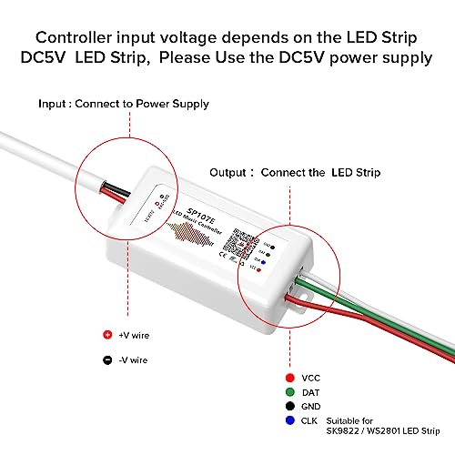 BTF-LIGHTING WS2812B WS2811 SP107E Music Bluetooth Full Color Controller iOS/Andriod App Control Support WS2813 SK9822 SK6812RGB SK6812RGBW Suitable for LED Strip or LED Matrix Panel