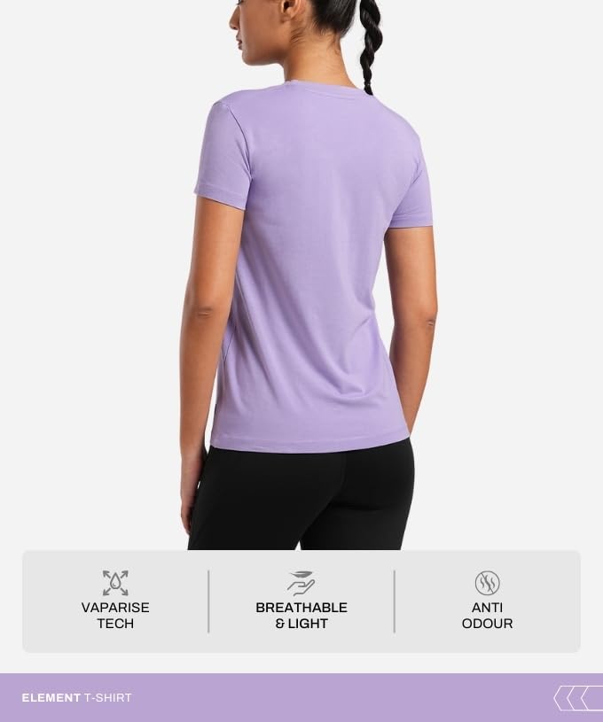 Image of TEGO Element Bamboo T-Shirt for Women | 66% Bamboo 28% Cotton 6% Elastane | Ultra Soft, Naturally Odour Resistant, Slim Fit Tee for Casual Wear, Yoga & Lifting