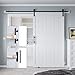 COSHOMER 48in x 96in Sliding Barn Door with 8ft Barn Door Hardware Kit & Handle, Pre-Drilled Holes Easy Assembly -Solid Barn Door Slab Covered with Water-Proof PVC Surface, White