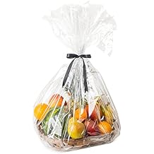 TATTI 50 pcs 18x30 Cello Bags,10 CT 18x30 inches Clear Cellophane Bags Perfect for Gift Baskets, Presents, Weddings, Bridal/Baby Showers and More