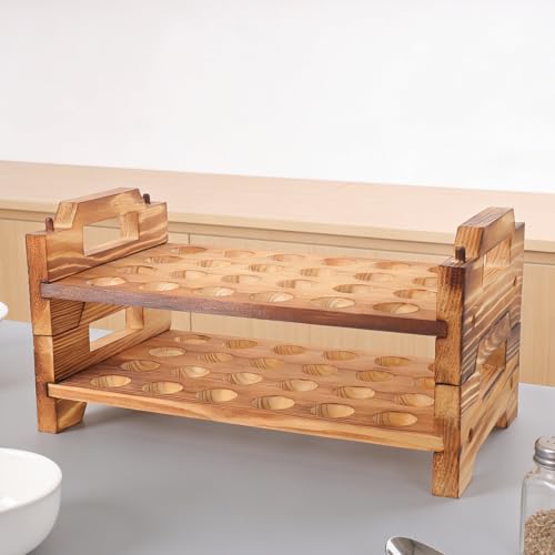 Soporte de madera para huevos de codorniz con doble capa organizadora 7