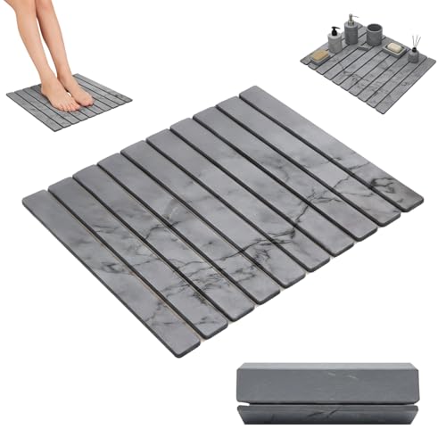 eupdd Stein Badematte 60x40cm Aus Kieselgur rutschfeste Schnell Trocknende Steinmatte Badezimmer Super Saugfähig Auch Als Abtropfmatte Stein Für Küche Und Waschbecken Geeignet