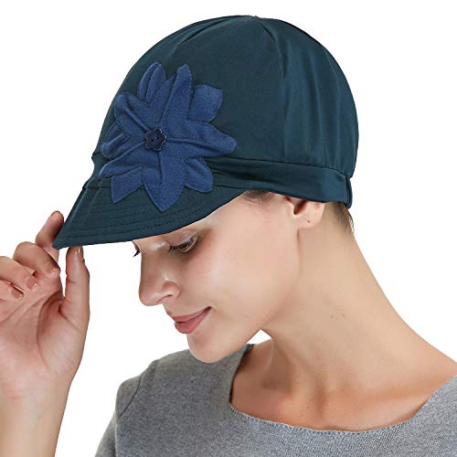 Bamboo Fashion Hat For Woman Daily Use With Brim Visor, Hats For Cancer Chemo Patients Women (Teal Dark) #TOP4