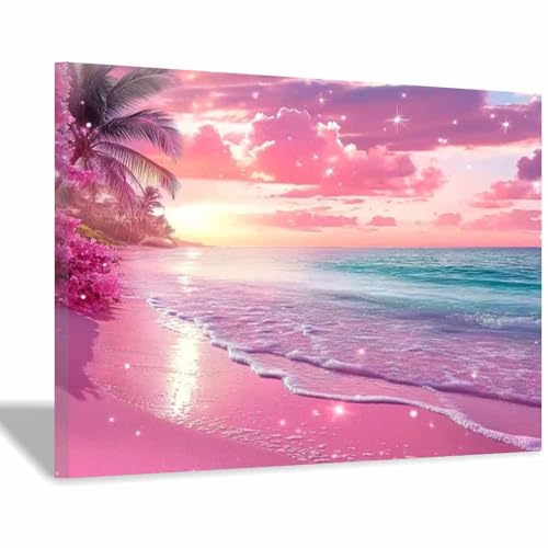 Tableau Abstraite Toile Plage rose pour habiller un mur vide 70x100