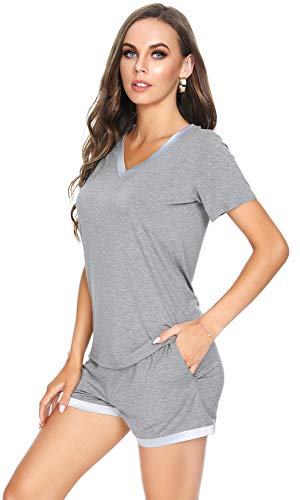 Image of WiWi Viscose from Bamboo Pajamas Set for Women Super Soft Short Sleeve Cooling Summer Plus Size Pjs Sets Sleepwear S-4X