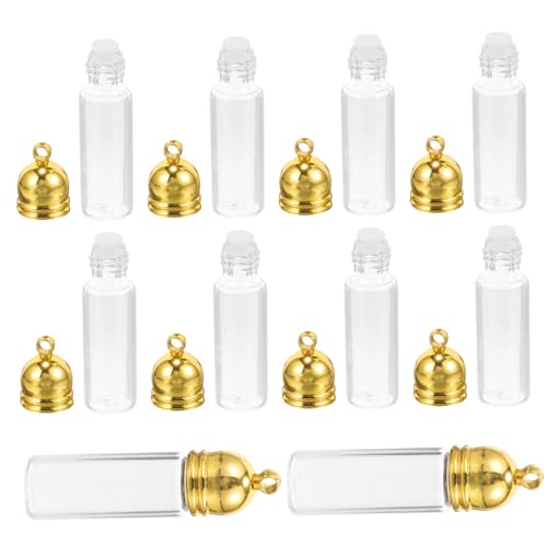 SEWOART Elegant 10pcs Glass Bottle Charms Miniature Bottles Cap for Decorations Party Favor