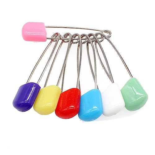 Yurosiay Lot de 50 grandes épingles à nourrice multicolores 40 mm en acier inoxydable pour bébé avec fermeture verrouillable Épingles à couches sans danger pour les enfants pour coudre des vêtements