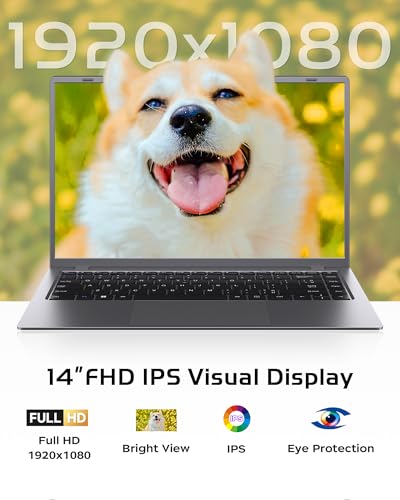 Image of Laptop 16GB RAM 512GB SSD, Portable Lightweight Laptops with Pentium Gold 6500Y, 14 Inch FHD IPS Screen, USB 3.2, USB-C, HDMI, TF Card Slot, PC Laptop Computer Good for Business and Student