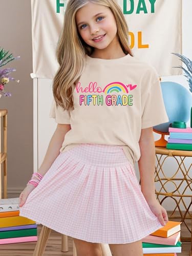 Image of First Day of School Shirt Girls Boys Preschool to 5th Grade Tshirt Kids Back to School Graphic Tee Tops