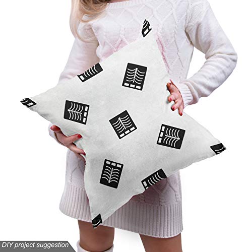 Image of Ambesonne Abstract Fabric by The Yard, Cartoon Style Xray Photo Image of a Human Chest in Continuous Pattern, Decorative Fabric for Upholstery and Home Accents, 1 Yard, White Charcoal