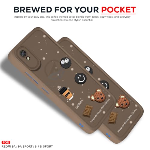 Image of AESTMO Back Case Cover for Redmi 9A Cover | Cute Fun Cartoon 3D Ball | Coffee Silicone Case | Full Body Protection | Camera Protection Back Cover for Redmi 9A (Brown)