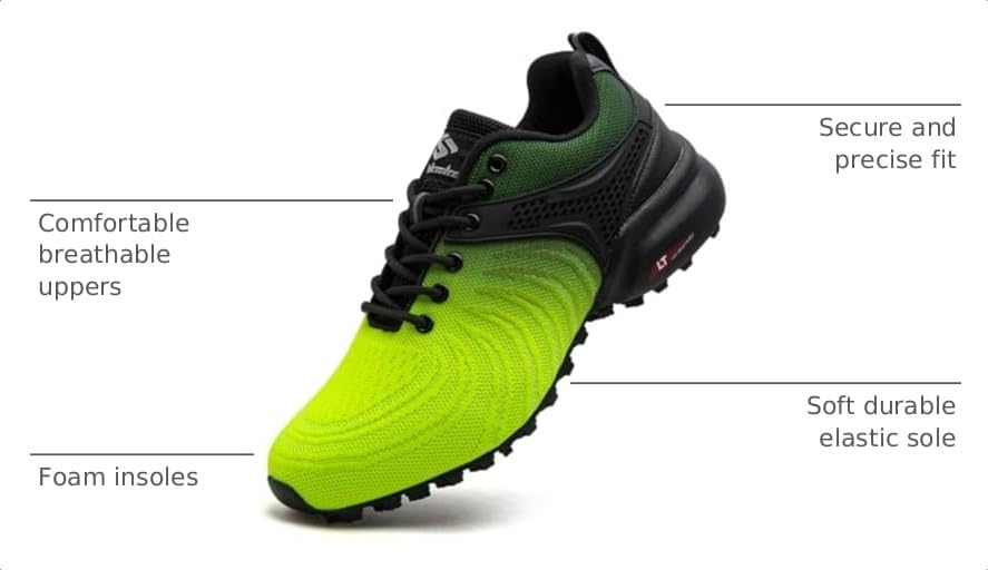 Image of Men's Trail Running Shoes Lightweight Breathable Walking Hiking Sneakers Outdoor Athletic Tennis Cross Training Shoes