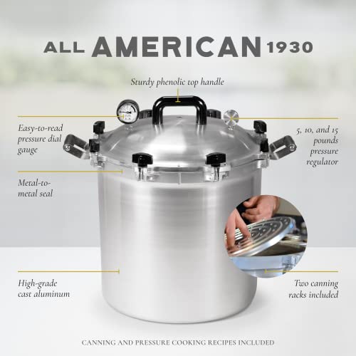 All American 1930: 41.5Qt Pressure Cooker/Canner (The 941) - Exclusive Metal-To-Metal Sealing System - Easy To Open & Close - Suitable For Gas Or Electric Stoves - Made In The Usa #TOP1