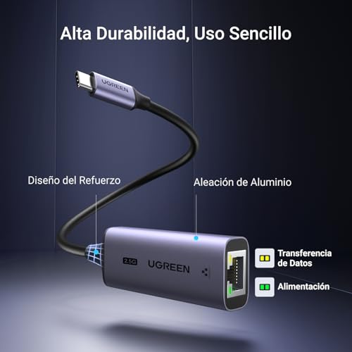 Adaptador USB C a Ethernet 2.5G de aluminio para MacBook Pro 7