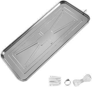 Stainless Steel AC Drip Pan with Drain Kit - Durable Water Collector for Outdoor Units, Prevents Water Damage & Condensation Issues, Ideal for HVAC Systems