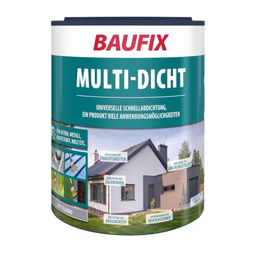 BAUFIX Multi-Dicht mittelgrau 1 kg Dichtmasse wasserdichte Dichtungsmasse Abdichtung für Dächer/Regenrinnen/Übergänge ein Anstrich genügt