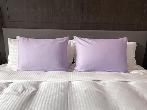 Image of Soft Pillow Covers 21 x 34 Inches - Egyptian Cotton 600 Thread Count Set of 2 Pillow Cover Set Envelope Closure Hotel Quality Pillowcase - Lavender
