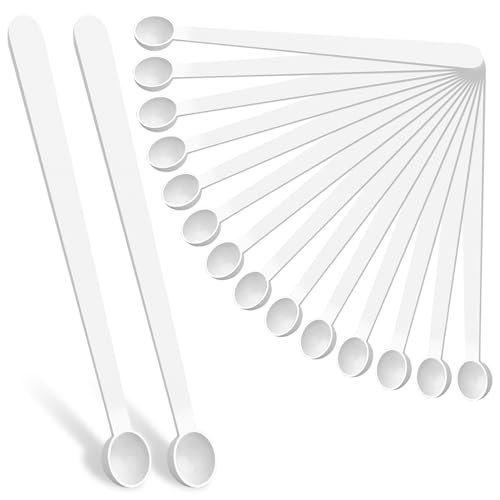 1/32 Teaspoon (0.15 Ml) Measuring Spoon, 32 PCS Plastic Micro Scoops Mini Measuring Spoons Long Handle Tiny Spoons for Cosmetics, Medicine, Glitter and Spicer (White)