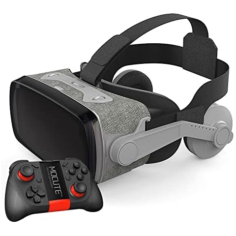 VR Glasses Virtual Reality Headset for 3D VR Games & 3D VR Movies Adjustable Pupil Anti Bluelight Eye Care System VR goggles with remote control handle for Android & IOS Smartphones (B) Cover