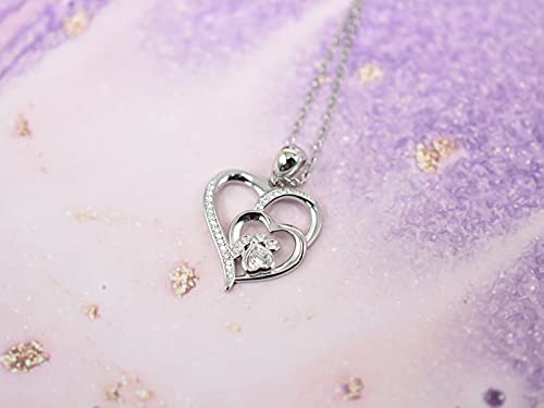 Kiteenal HP-XL Paw Necklace For Women - Sterlings Silver Cubic Zirconia Dog Cat Pet Paw Print Love Heart Pendant Necklace Adjustable Charm Necklace Mother'S Day Gifts thumb #4