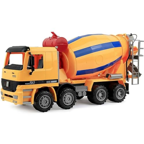 Liberty Imports 15' Oversized Construction Truck Toys for Kids – 1:22 Scale Friction Powered Vehicles with Realistic Moving Parts (Cement Mixer)