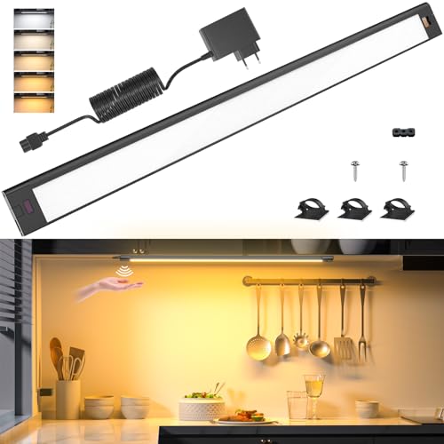 WOBANE Unterbauleuchte küche LED Dimmbar,5 Lichtfarben,60cm Lichtleiste mit Berührungsloser Sensor,Helle Küchenbeleuchtung,Unterschrank Beleuchtung für Schrank,Werkbank