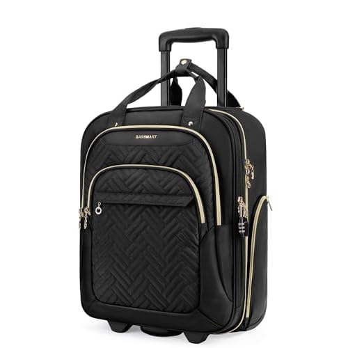 BAGSMART Underseat Carry On Luggage Airline approved,16-inch Small Underseater Softside Travel Suitcase with Wheels Lightweight Overnight Rolling Carry-on Luggage for Women Men Weekender,Bla