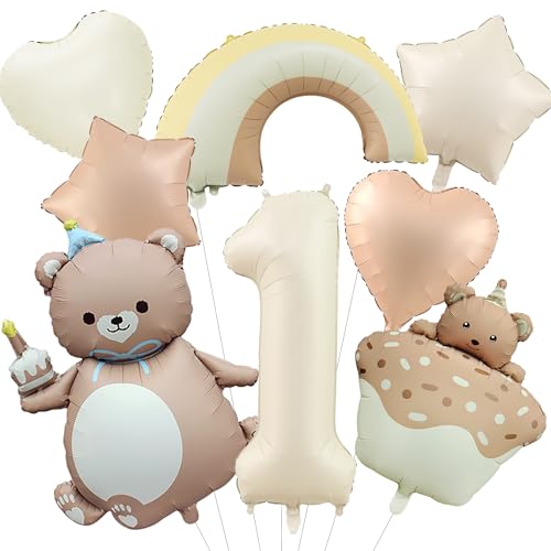 Bär Deko 1. Geburtstag Junge Mädchen - 8 Stück 1 Jahr Geburtstagsdeko...