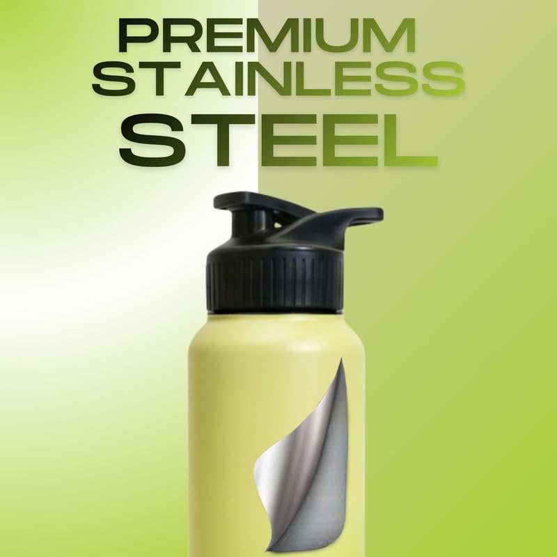 Image of Speedex Stainless Steel Metal Water Bottle 1 Ltr 1000 ml, BIS Approved, Leak Proof Sipper Cap Bottle for Office, School, Gym, Travel, Daily Use for Men, Women, Kids, Adults, Lime Green, Set of 2