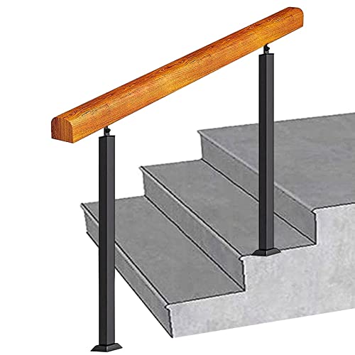 Rampe d'escalier intérieure et extérieure avec poteaux de garde-corps en bois - 2
