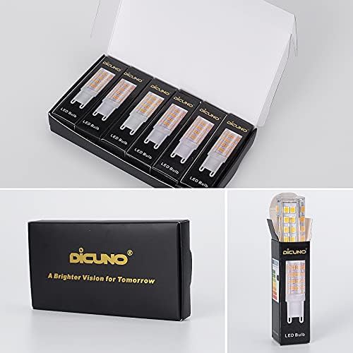 DiCUNO G9 LED Light Bulb 3W, Equivalent to 30-40W Halogen, Warm White 2700K, Not Dimmable, 100-240V, Energy Saving Light Bulbs 380LM, 6-Pack