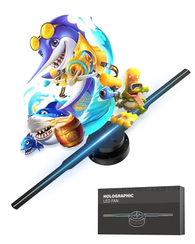 Image of 3D Hologram Fan, 16.5 inch 3D Hologram Projector with Remote /APP /WIFI,Holographic Fan with HD LED 1024*800PX Resolution Picture Spinner Small for Business,Shop,Christmas (42CM)