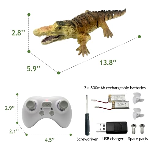 Moskiddo Remote Control Boat Crocodile Water Toy for Kids 3-5, 5-7, 10-12, RC Alligator for Boys 4-6, 6-8, Top Summer Swimming Pool/Lake Toys for Kids Ages 8-12 (Water Operation ONLY - Green)