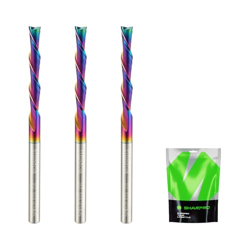 Downcut Spiral Router Bit 1/8 in Shank, 1/8 in Dia. Solid Carbide CNC Bit (3PCS)