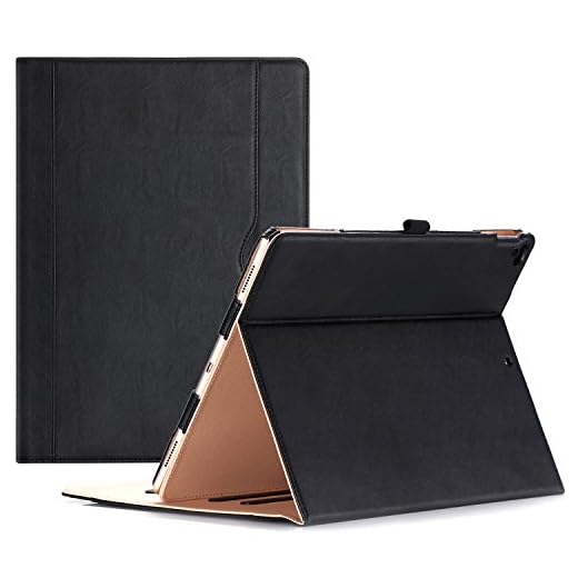 ProCase för iPad Pro 12,9 tum 2017/2015 gammalt modellfodral – premium PU-läder folio fodral för iPad Pro 12,9 tum (1:a/2:a generationen) – svart